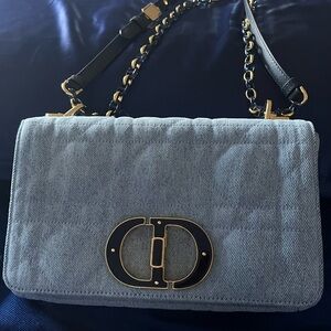 Authentic Dior denim Blue Cannage Caro shoulder bag.